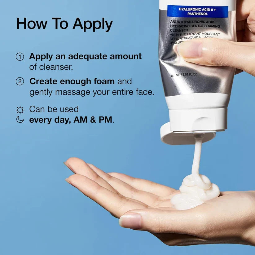 ANUA Hydrating Gentle Foaming Cleanser, Hyaluronic Acid (150ml/5.07fl oz.)
